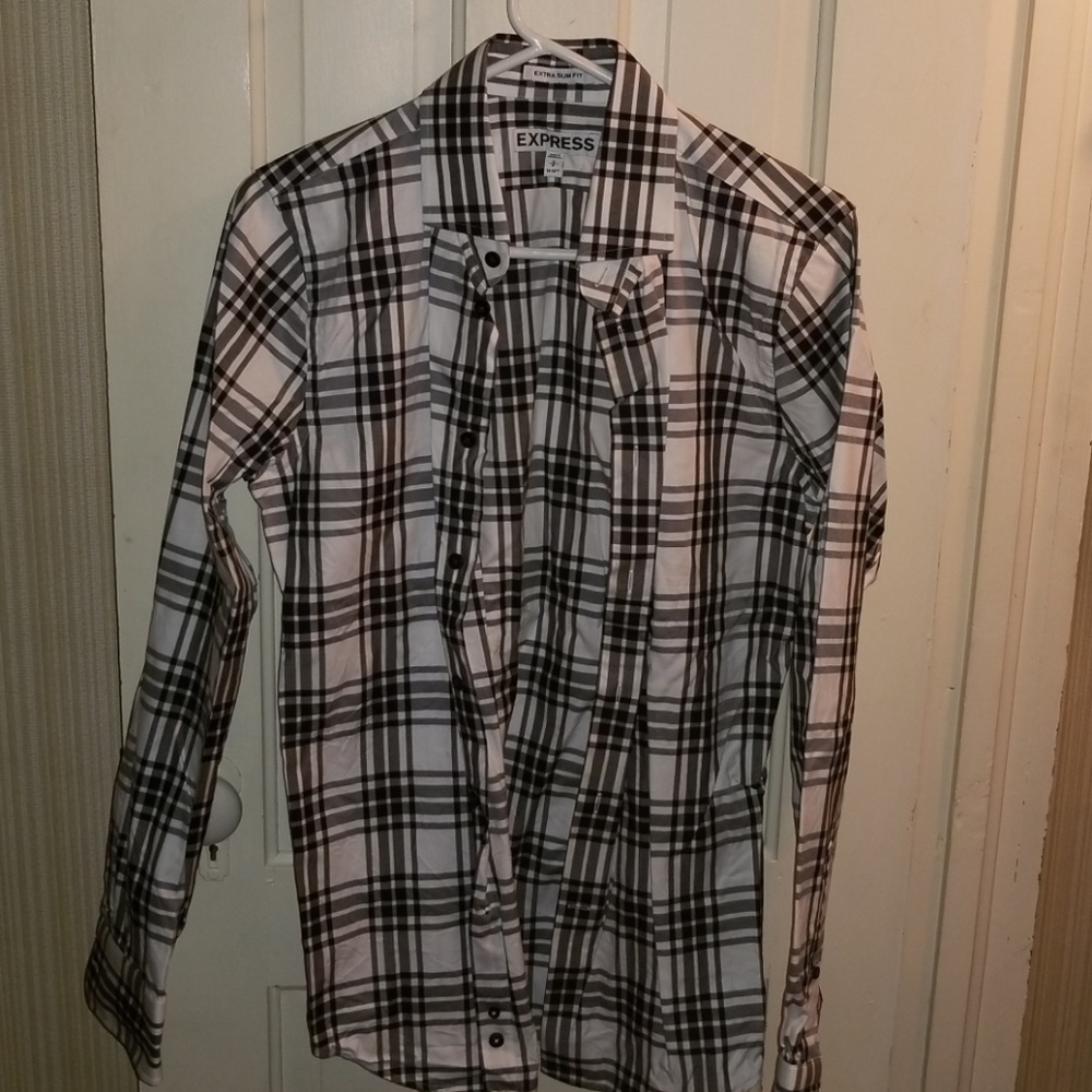 Express black and white dress shirt